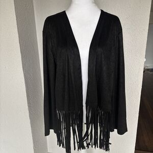 L&B (Lucky and Blessed) Black Fringe Open  Jacket - Size Medium